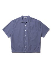 Garment Dyed C/L Open-Neck S/S Shirt - Navy -