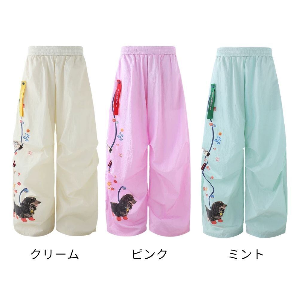 ピンクの小粒　rude gallery チャイナパンツ お散歩ダックスが迷いこんだキャンディ街道ワイドパンツ E00669 | EMMA