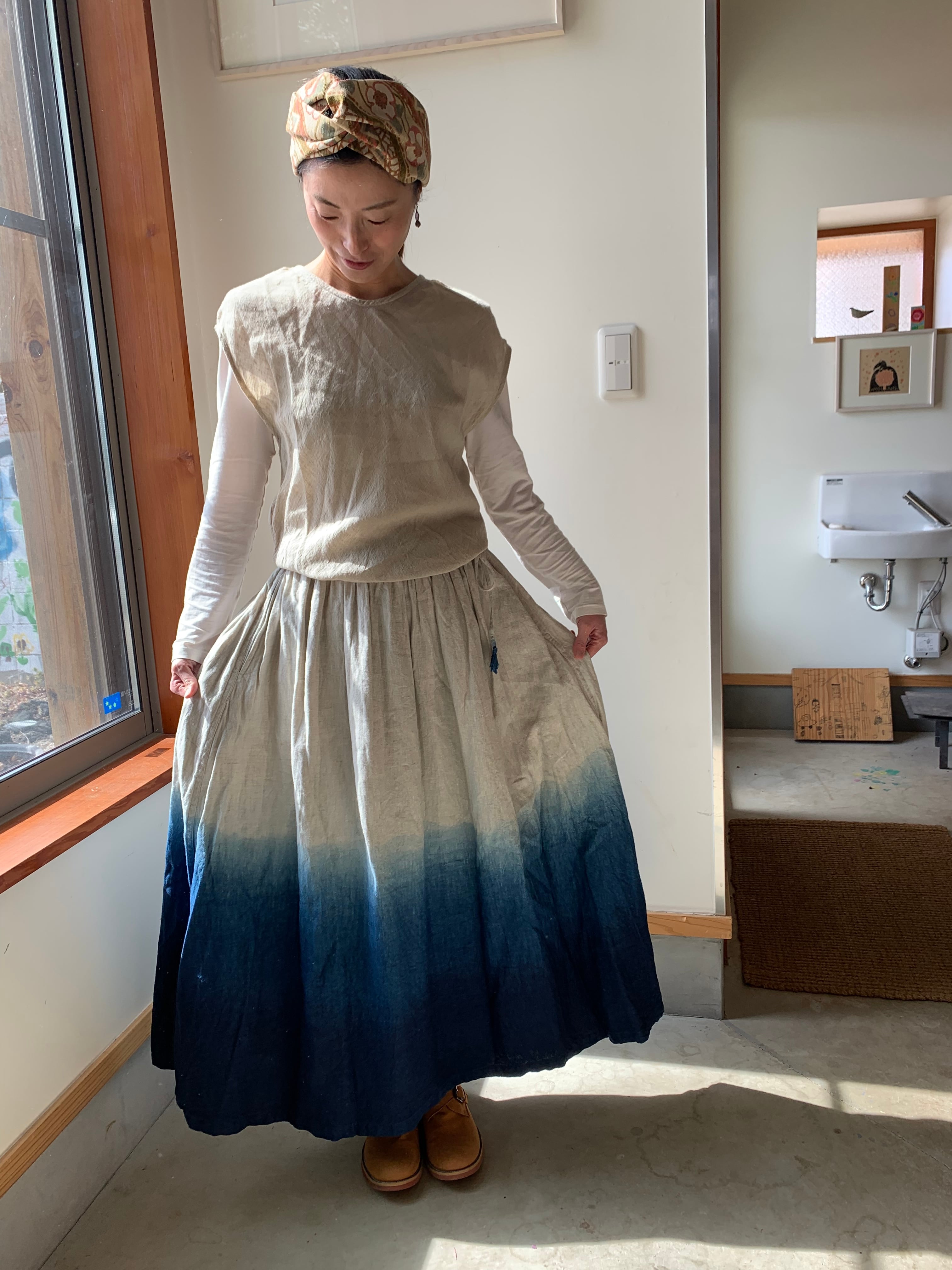 Calm 本藍染バックカシュクールドレス | nuu