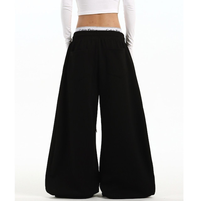ミリタリーブレードデザインワイドスウェットパンツ 2col R02498