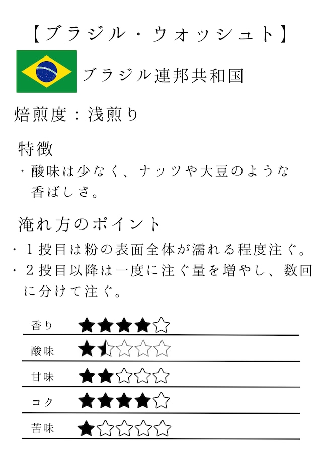 ブラジル・ウォッシュト【100g/火曜配達便】