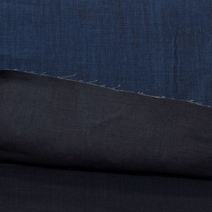 ★TC329◆2.5m◆リネン100%ワッシャースラブ織り生地◆インディゴブルー