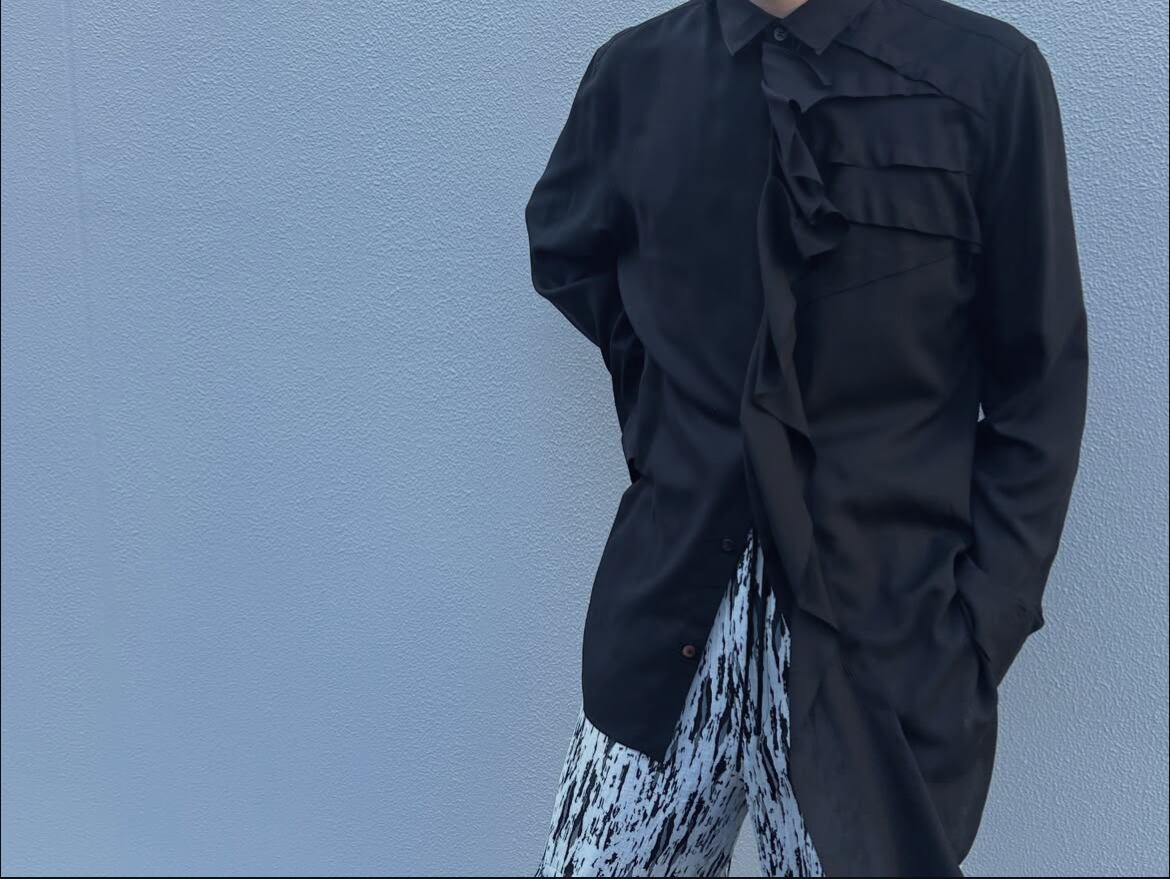 sulvam – 左前タックレーヨンシャツ (BLACK) | Savvy（大分市セレクト
