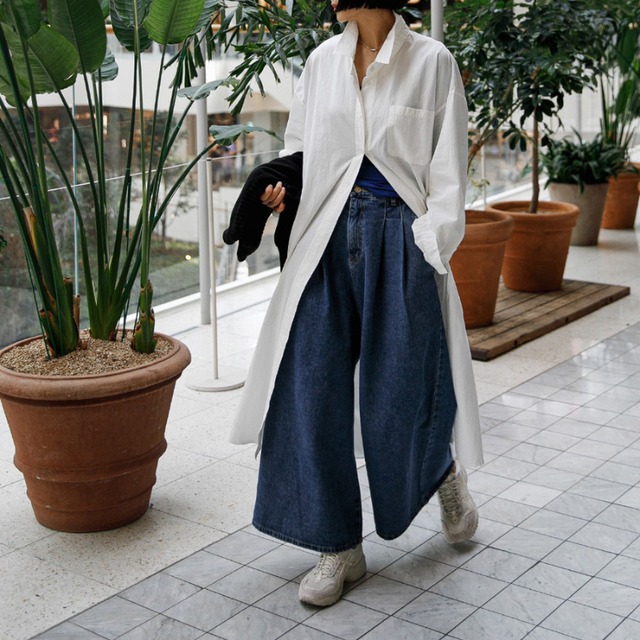 Simple and loose over-the-knee solid color sunscreen shirt (SN273)