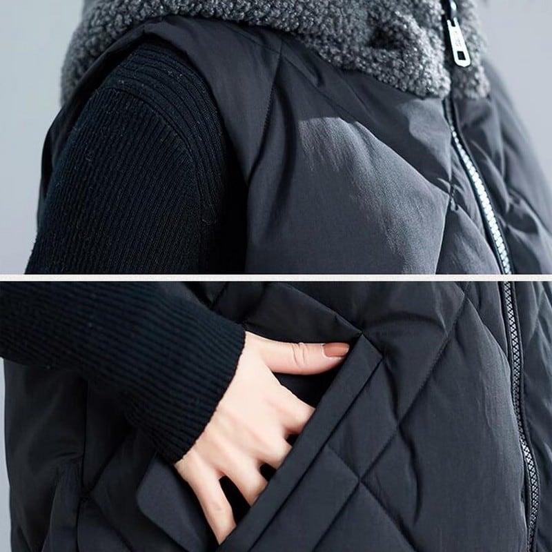 フード付き中綿ロングベスト10043 | さらり＊ふわり