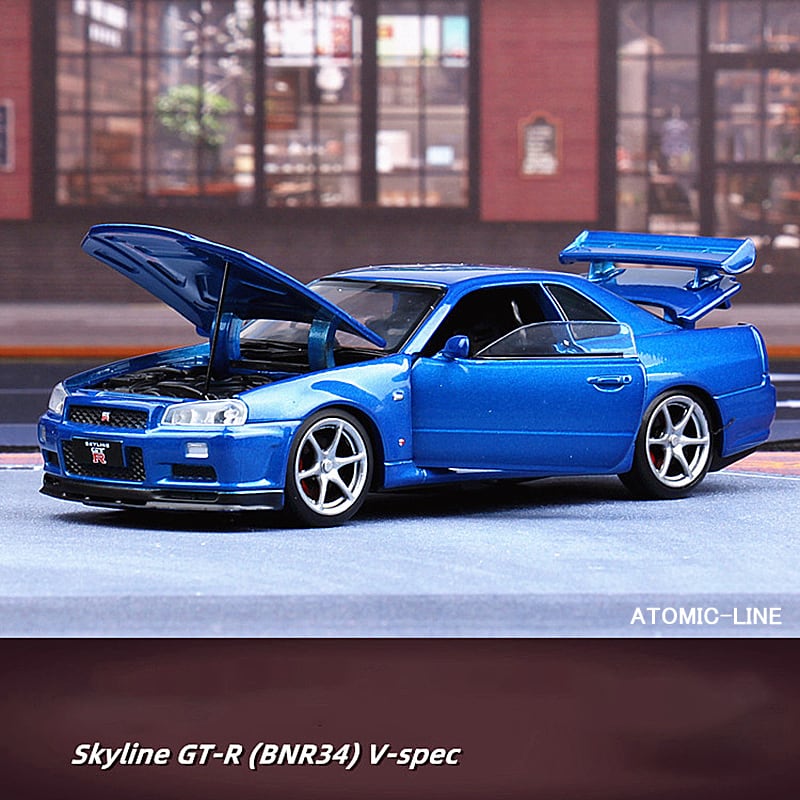 NISSAN スカイライン R34 GTR 1/32 ミニカー 全4色 ライト点灯