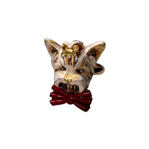 DOLCE&GABBANA gold metal dog motif ring