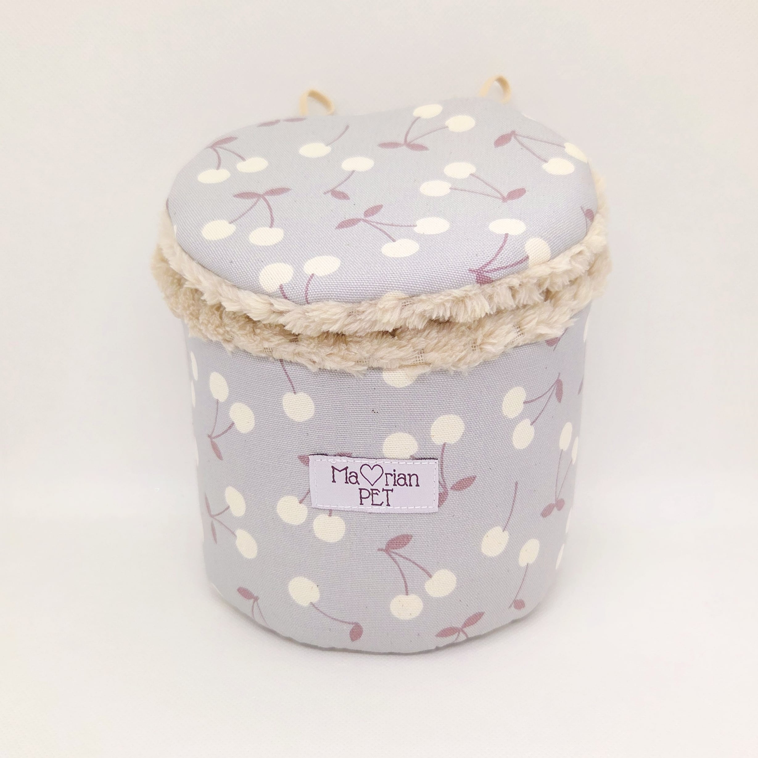 ドラム型ポーチ♡Sサイズ ナチュラルチェリー(ブルー) オールシーズン モモンガポーチ 1モモサイズ