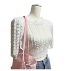 スカッシュ サマーニット パフショルダー／ホワイト