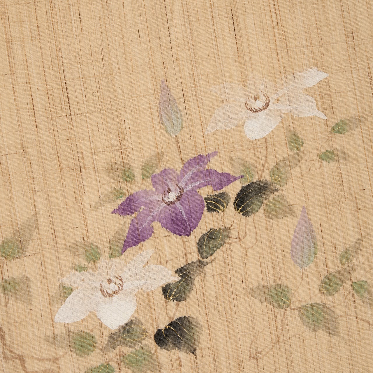桐山紫香 テッセンの模様 手描 麻名古屋帯【未着用品】 | かわの屋
