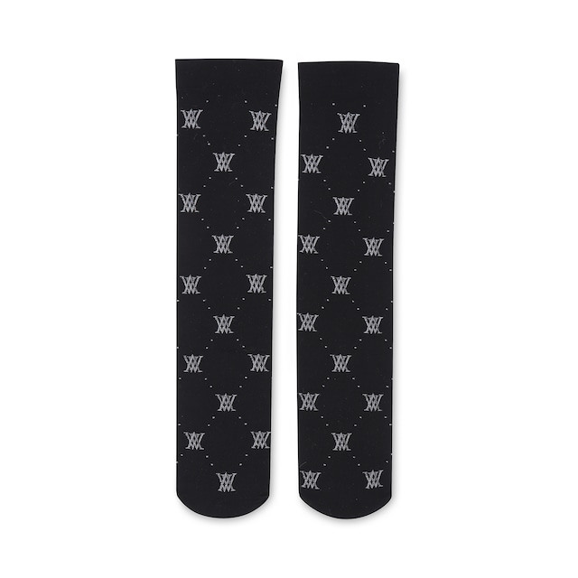 (W) MONOGRAM LOGO KNEE SOCKS [サイズ: F(AGEUWSC07BKF)] [カラー: BLACK]