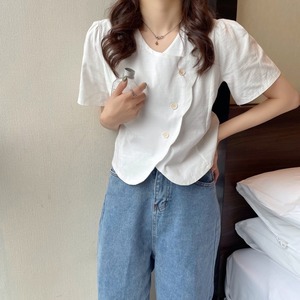 不規則デザイン半袖シャツ　 A1045