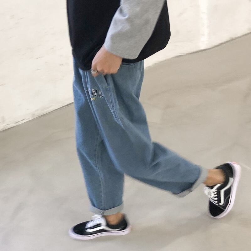 全1色 デニム パンツ ストレート カジュアル 無地 おしゃれ