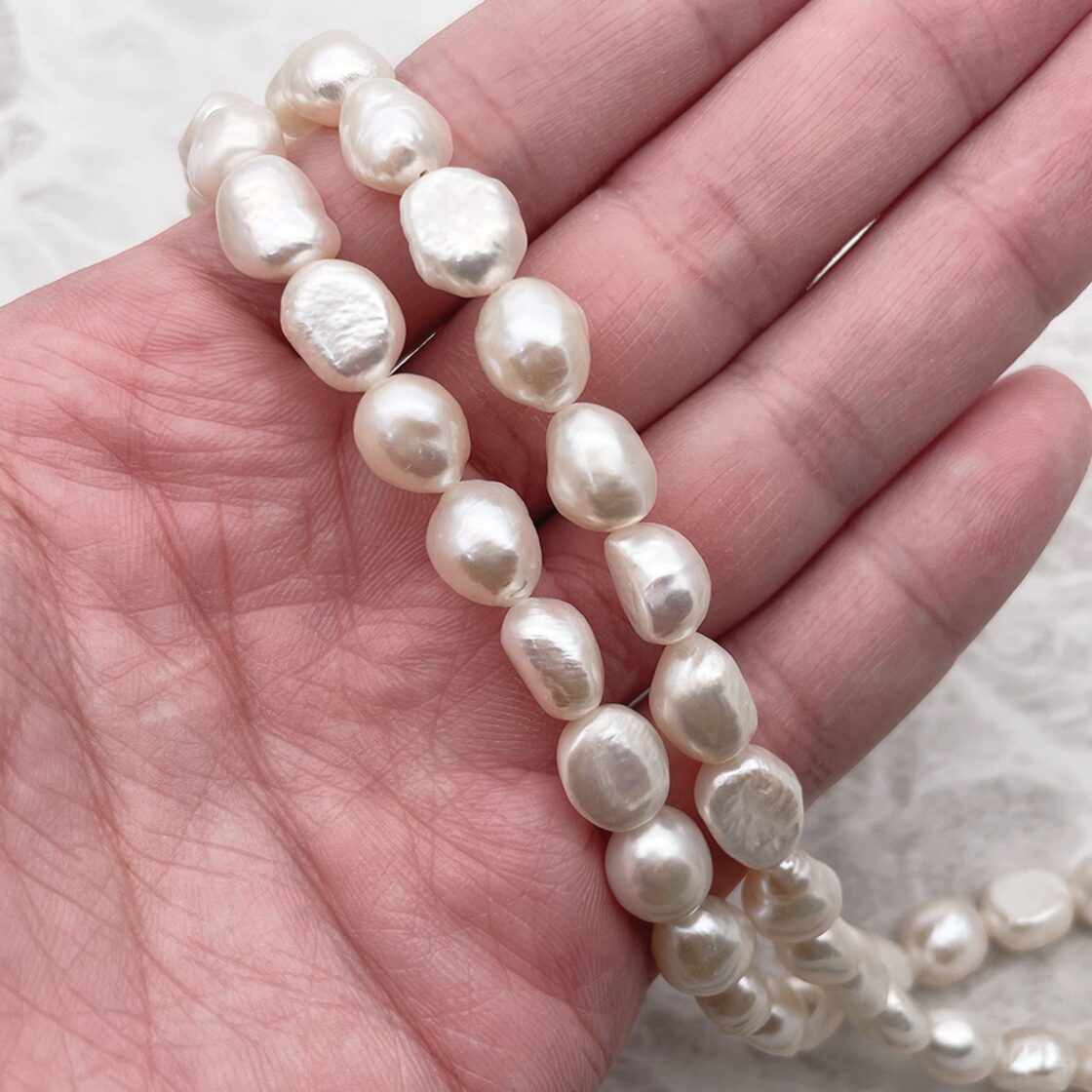 淡水パール バロック ロングネックレス 80cm 真珠 金属アレルギー対応 