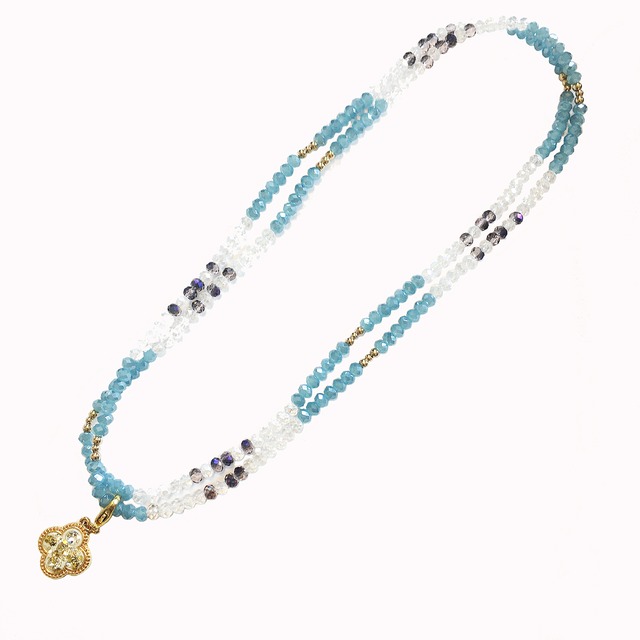 Guru-guru necklace グルグルネックレス　EMU-023-08  ブルー＆ホワイト