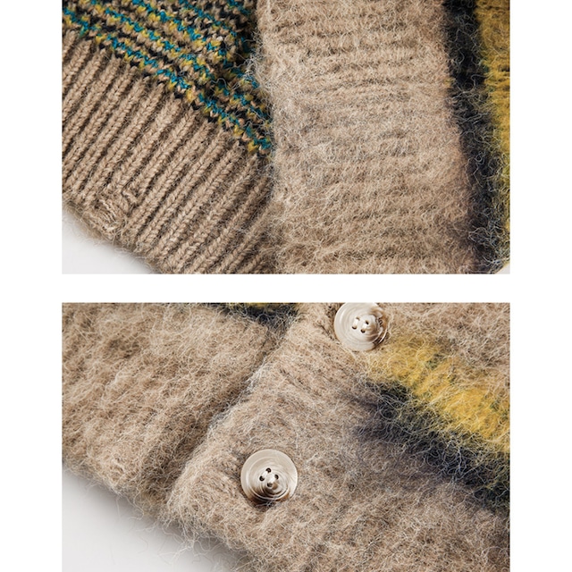 multicolor shaggy knit cardigan　マルチカラーシャギーニットカーディガン　J0609