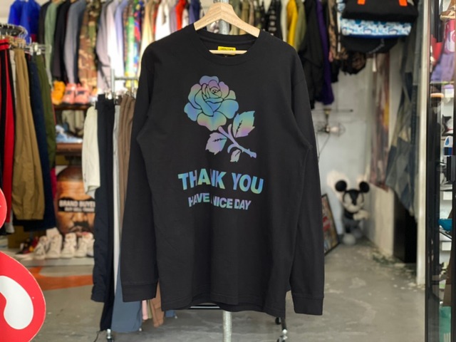 CHINATOWN MARKET THANK YOU ROSE LS TEE BLACK LARGE 10KF6172