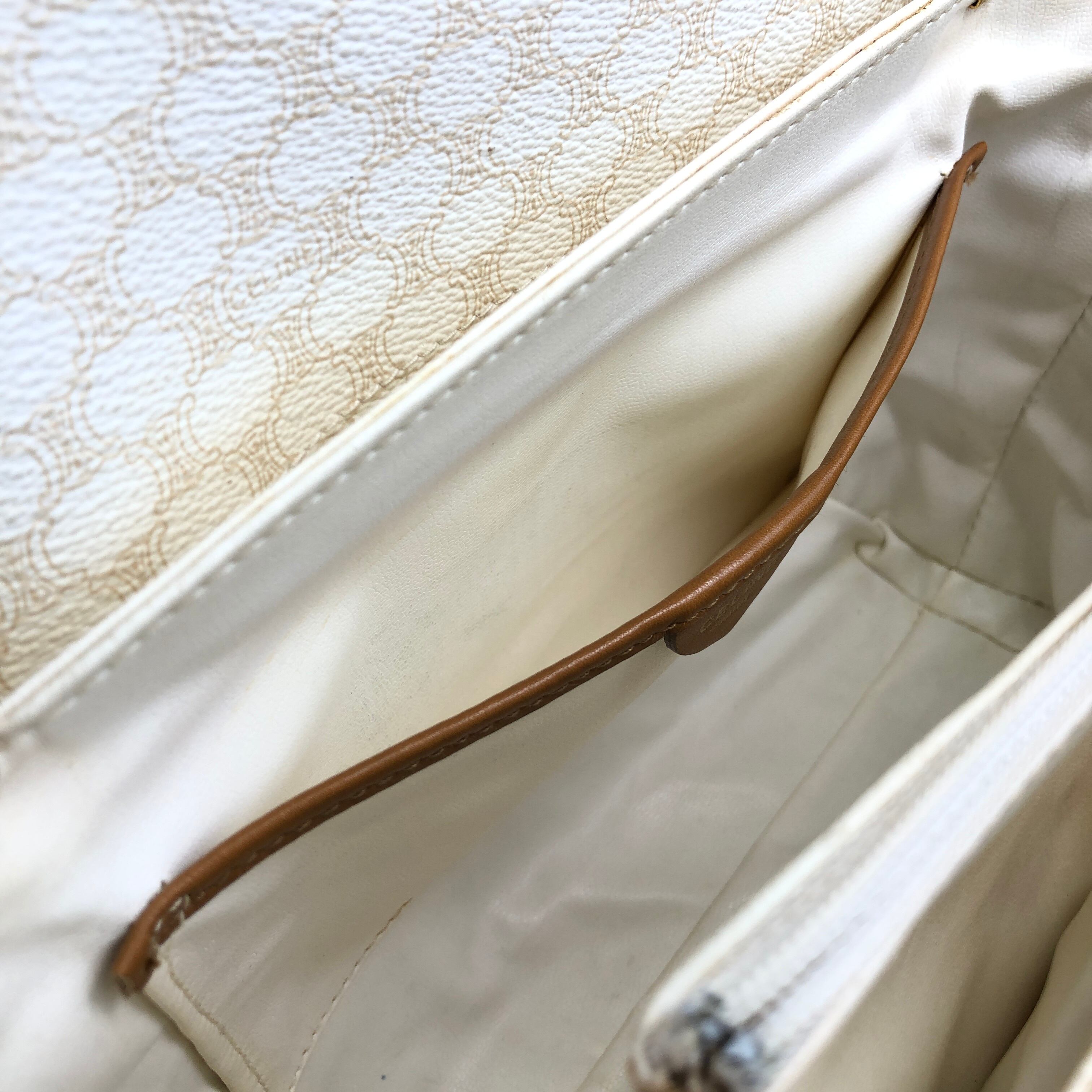 CELINE セリーヌ マカダム ショルダーバッグ ホワイト ホースビット
