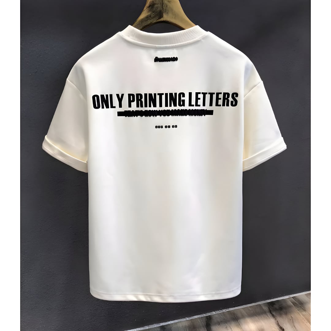 ラブソーンレタープリントジップスプリットオフショルアシメTシャツ