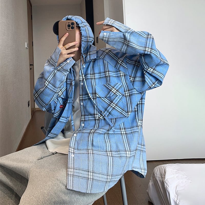 dannyandzeeヴィンテージ風グラデーションチェックシャツ