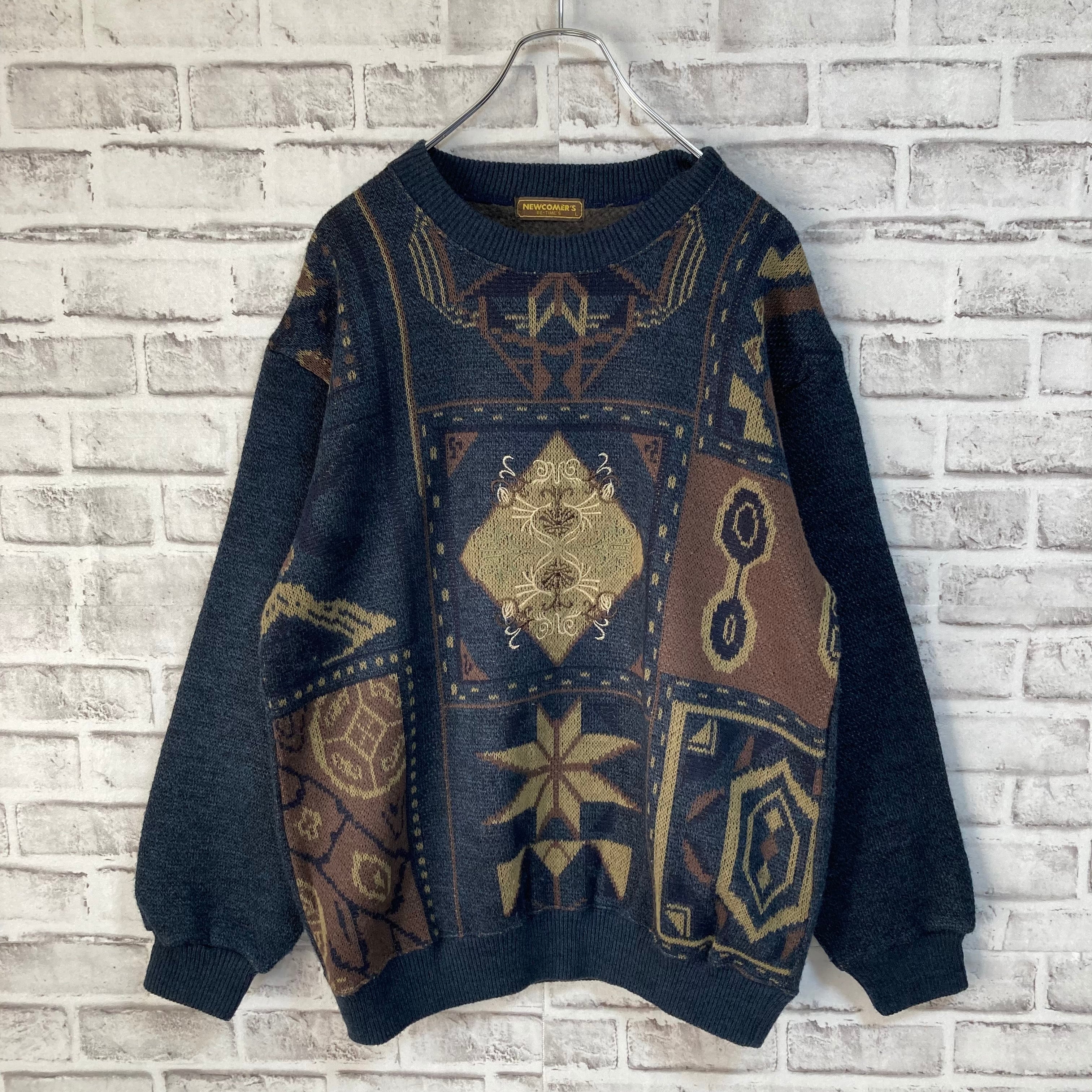 『カステルバジャックスポーツ』（1）刺繍デザインニットセーター ウール混 日本製