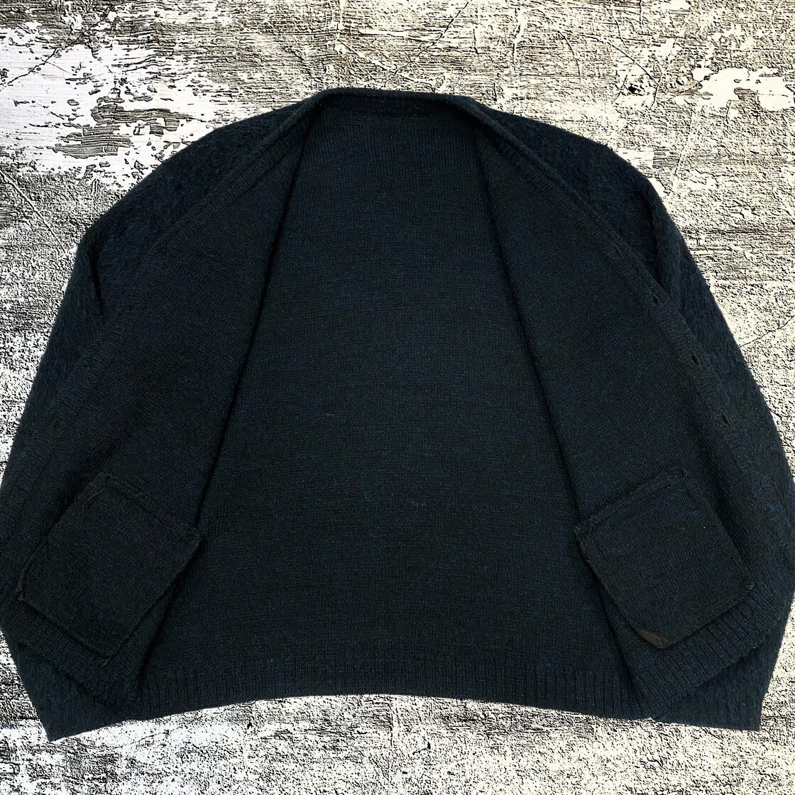 60s Mohair Cardigan black blue モヘアカーディガン 黒 青 