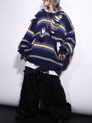 REMAKE / clash bolo × zip  border knit