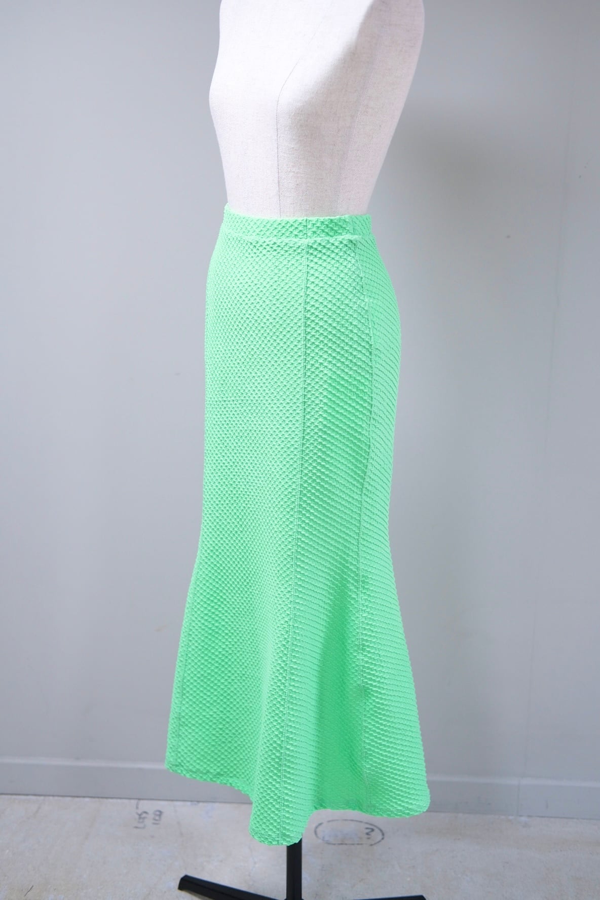ニコダマ Shirring Jersey Jacquard High Neck Top - light green - Mame