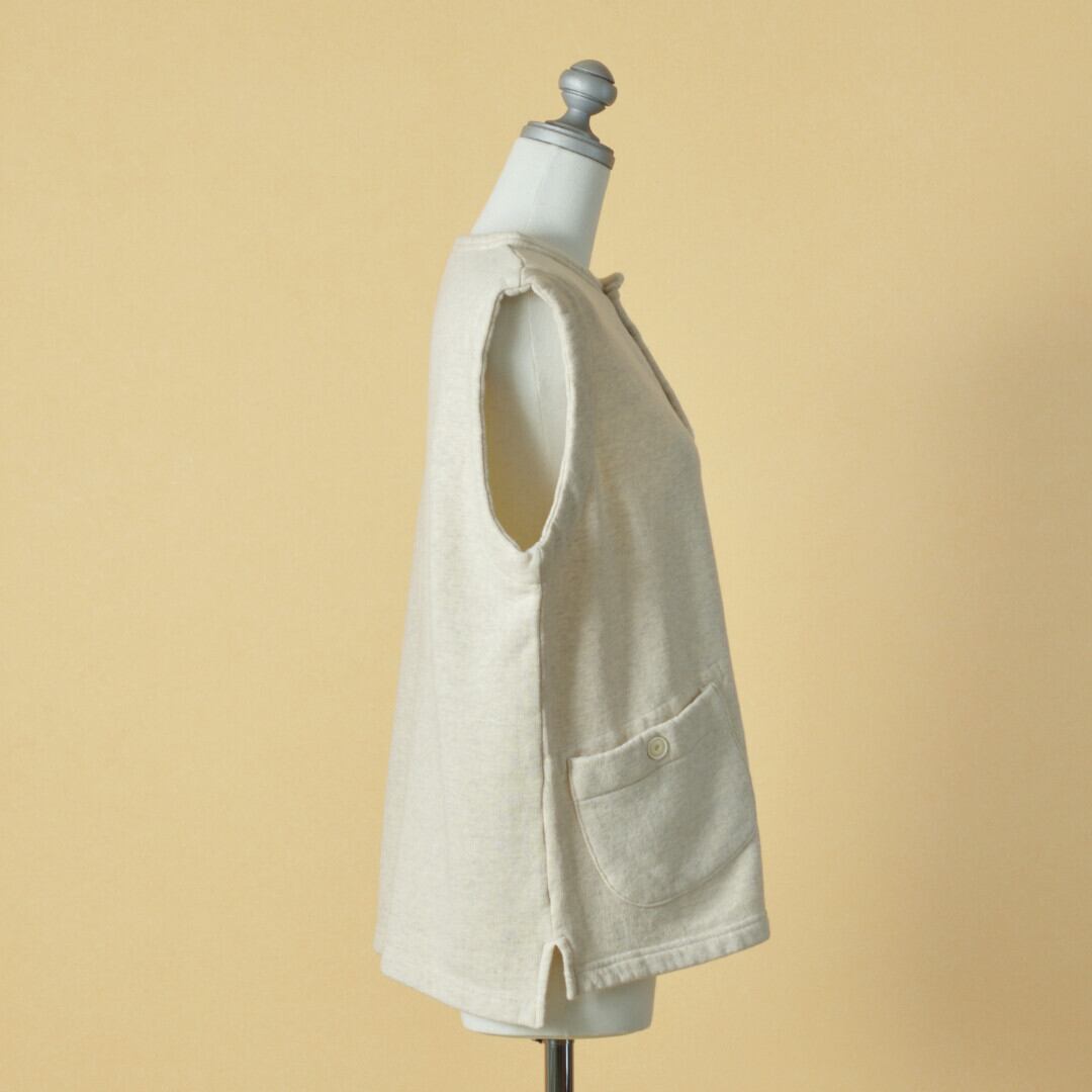 快晴堂 カイセイドウ Girl's吊り裏毛ボタンベスト・オートミール