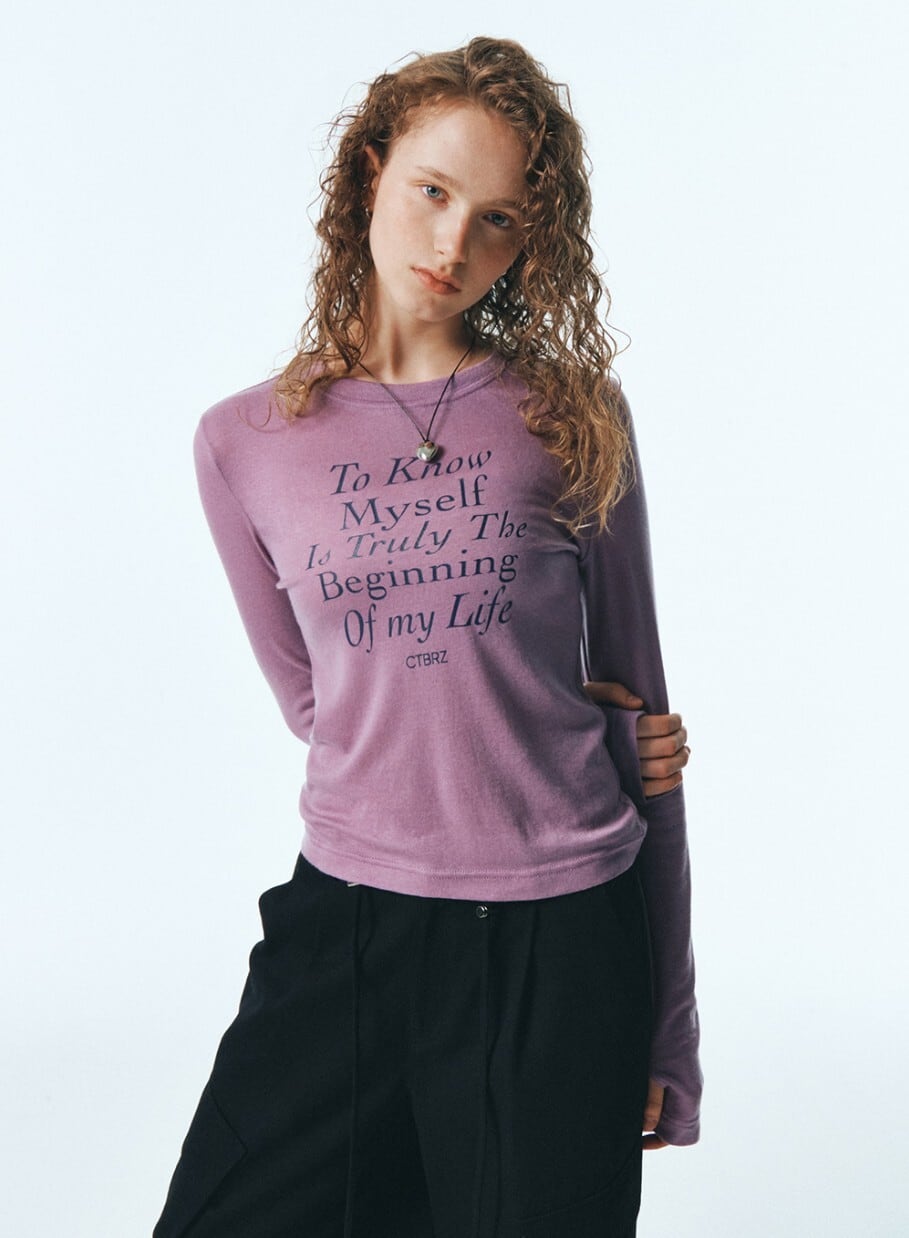 ☆AESPA ニンニン 着用！！【CITY BREEZE】LIFE LETTERING LONG SLEEVE