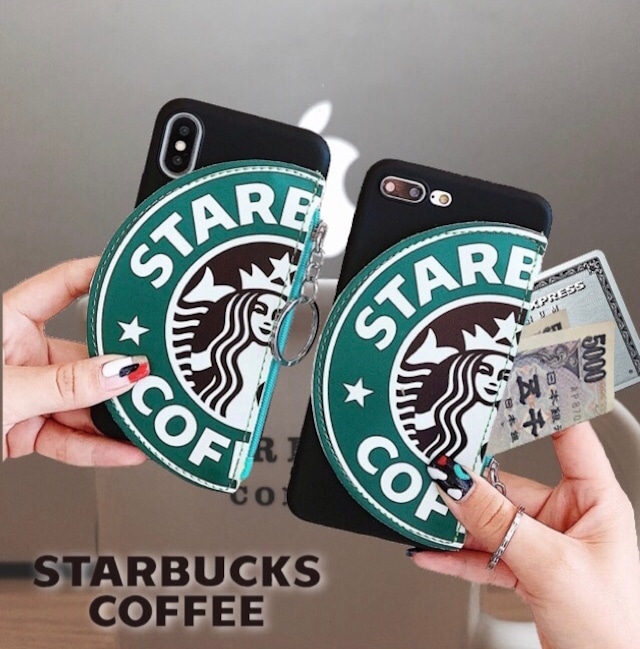 【STARBUCKS】iPhone 7/8 7Plus/8Plus X 用 ケース カバー/ポーチ/財布/スターバックス/小物 入れ/カード/折りたたみ/収納/アイホン/アイフォン/スタバ/10