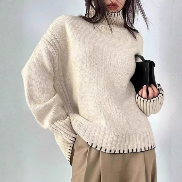 タートルネック オーバーサイズ ニットプルオーバー　204537