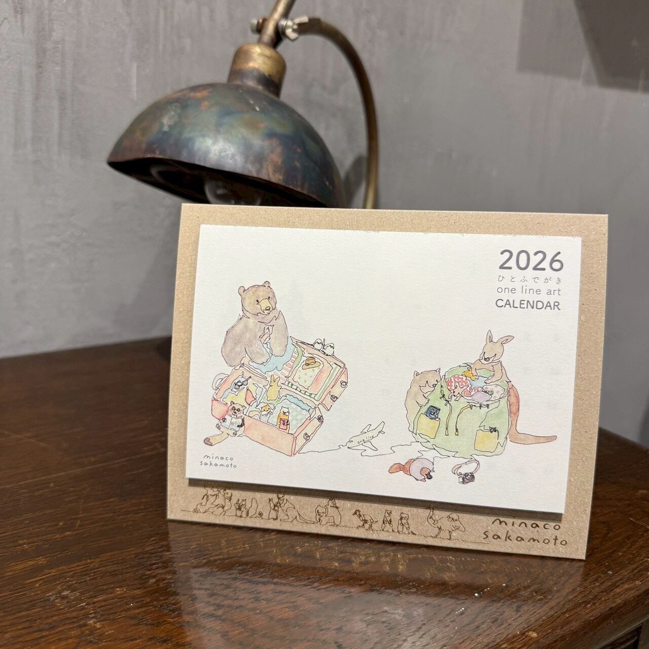 【minaco sakamoto】ひとふでがき/2026年カレンダー(卓上)