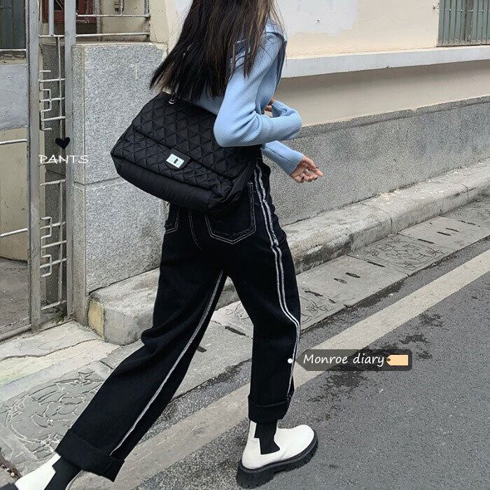 ウェストブラックジーンズ レディースルーズパンツ モンロー63030985869