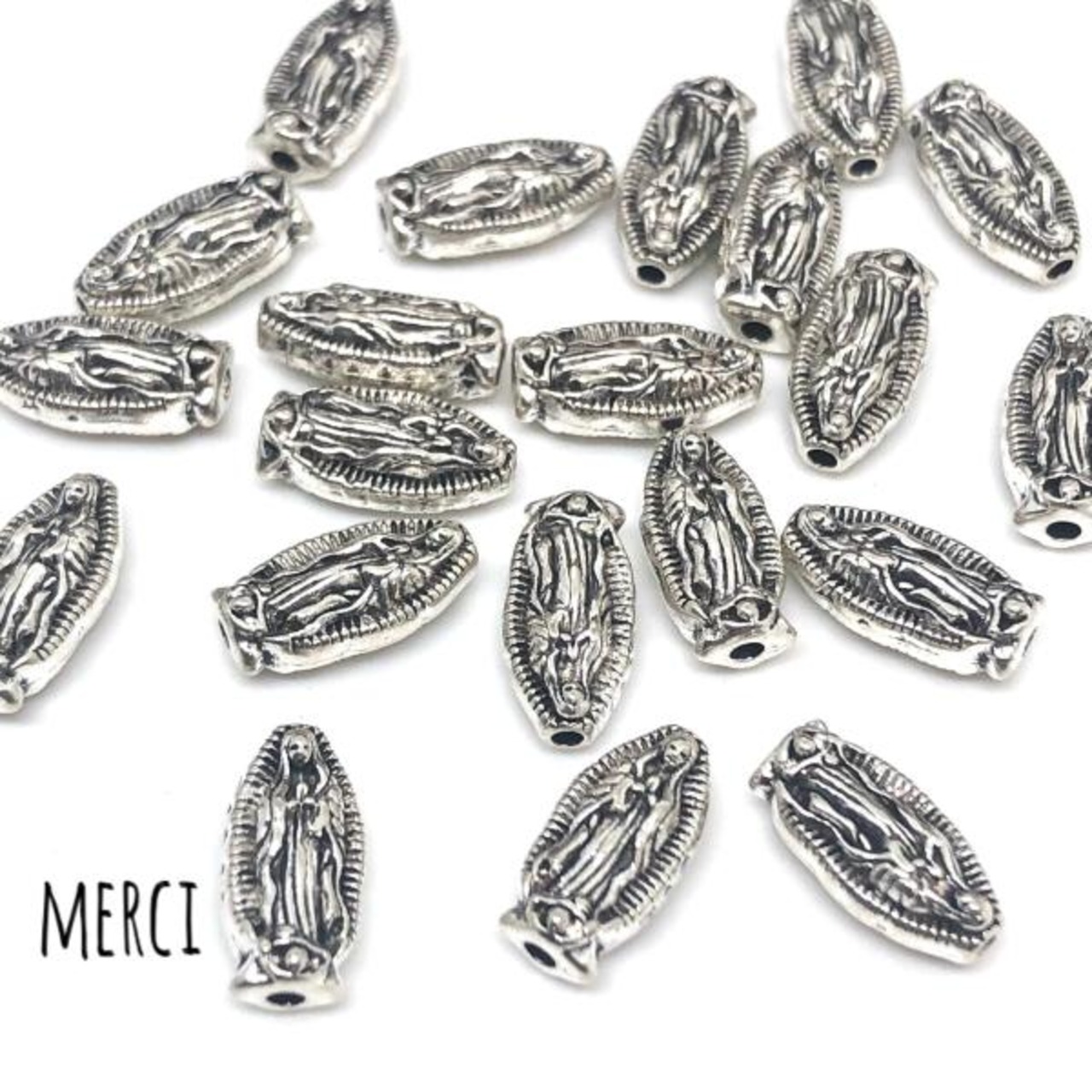 【2個】マリア様メタルビーズ/スペーサー/チベット/宗教/聖母