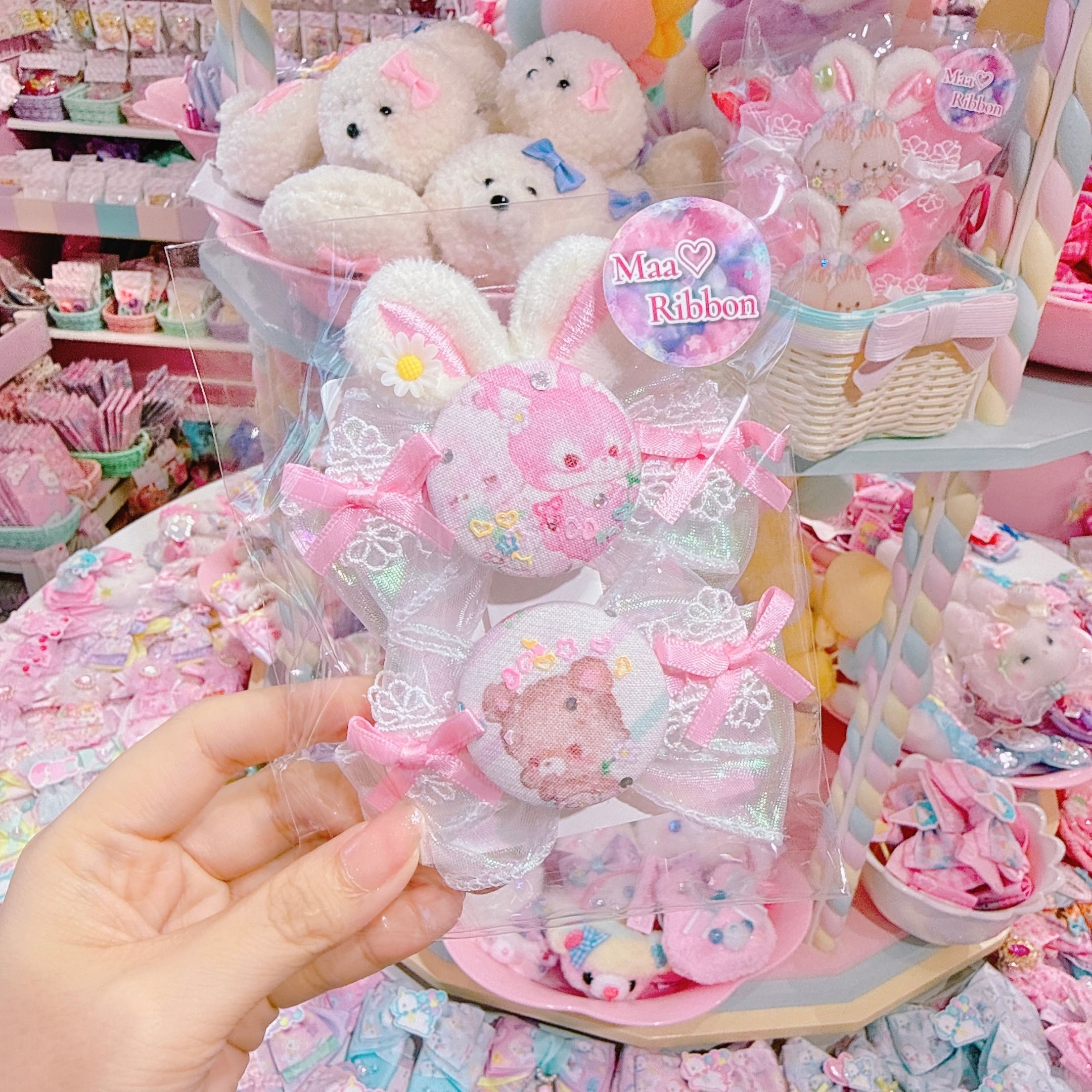 【R14】57-5くるみリボンツインヘアクリップ