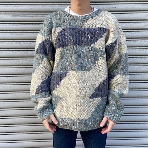 90s Woolrich 総柄ミックス混ウールセーター　総柄ニット　L