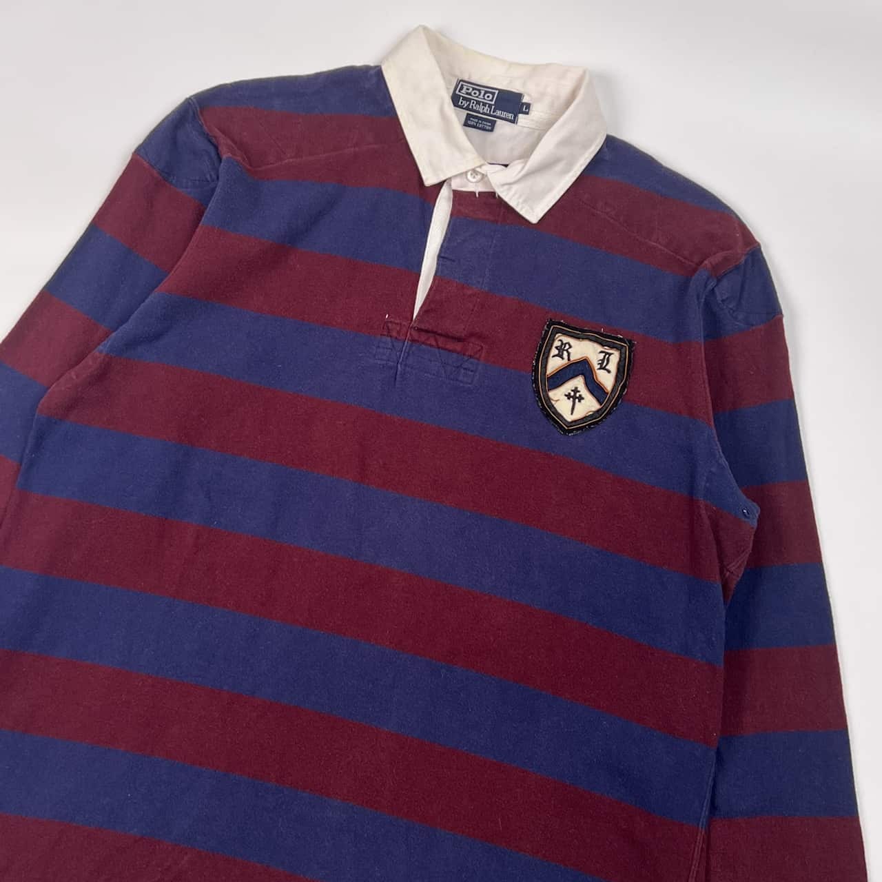 Polo by Ralph Lauren ラルフローレン 長袖ラガーシャツ L/ネイビー×ワインレッド系 メンズ インパクト21