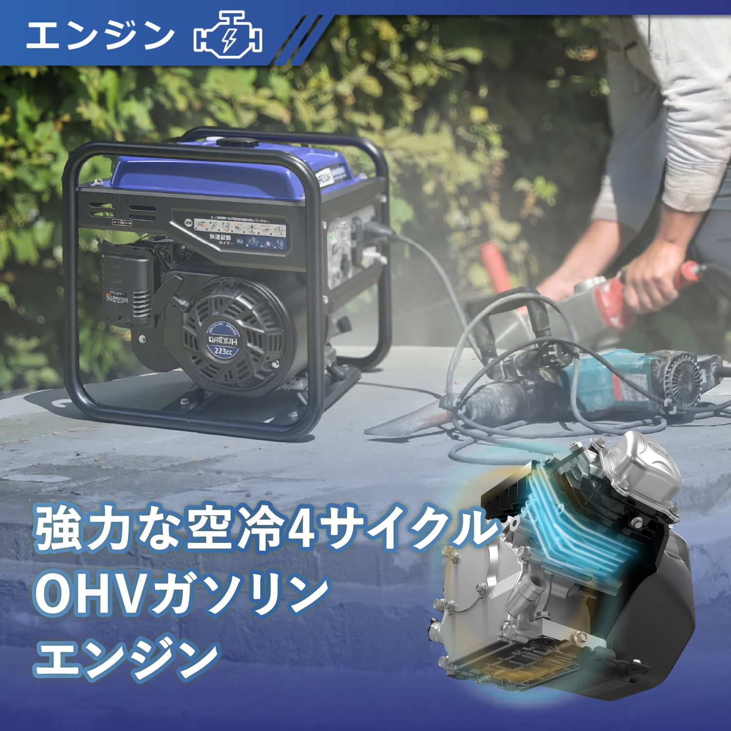 ★コスパNO.1★Gaidohインバーター発電機 定格4.0kVA ガソリン 正 インバーター発電機 GH4500i 定格出力4.0kVA オープン型 ガソリン発電