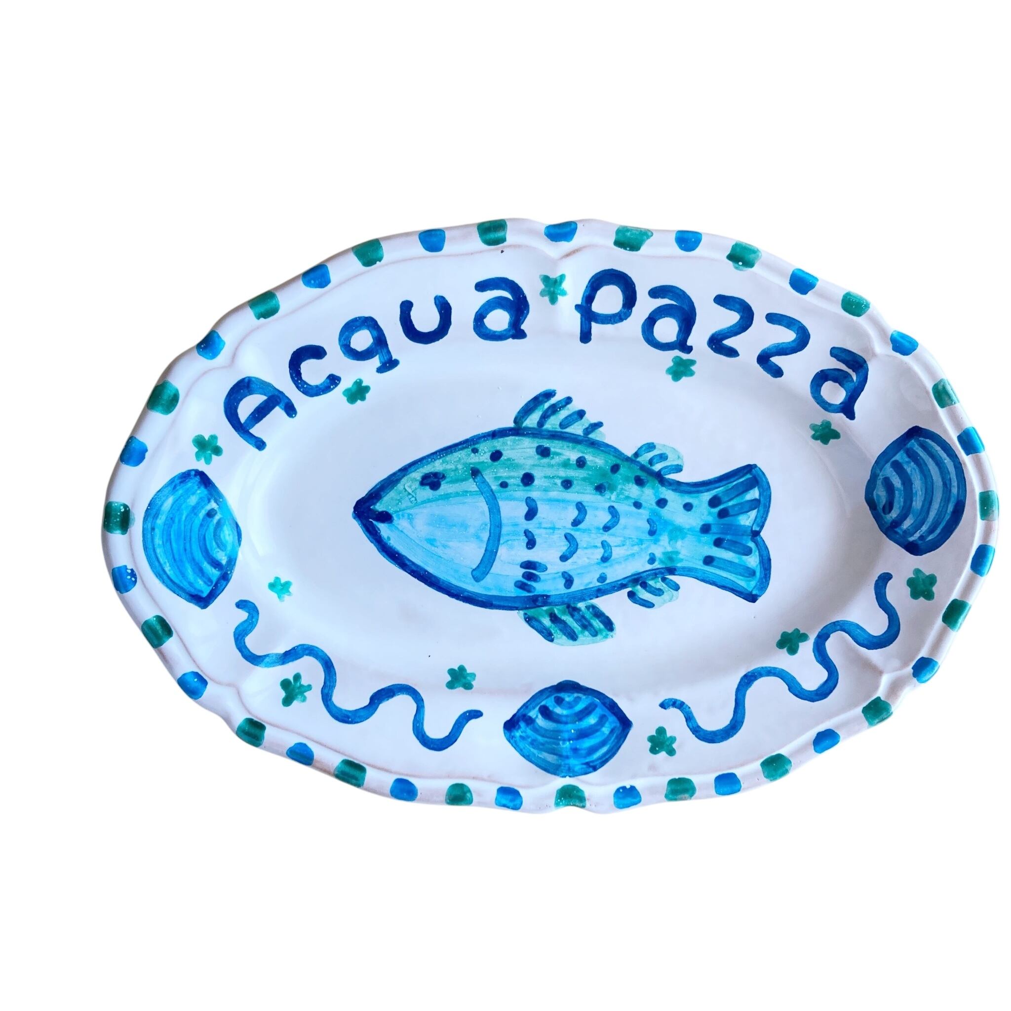 オーバル皿 25.5cm 海水魚 アクアパッツァ マヨリカ焼き イタリア陶器