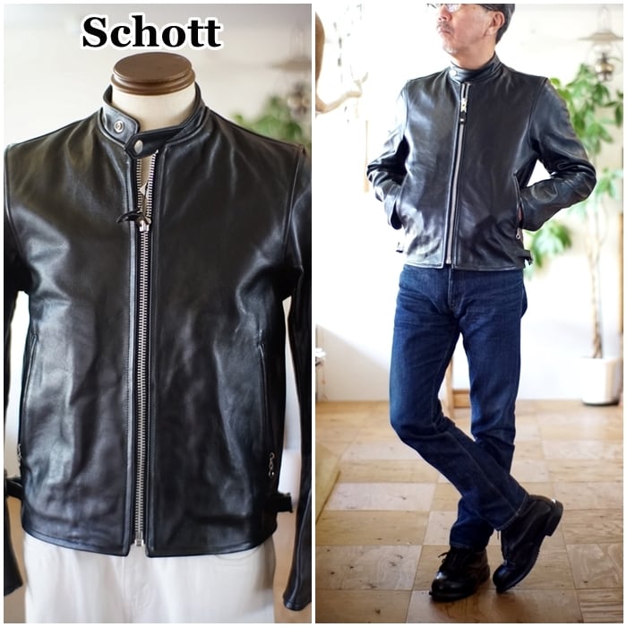 Schott 　ショット　シングル ライダース 　レザージャケット 　3950078　シープスキン　羊革 | bluelineshop powered  by BASE