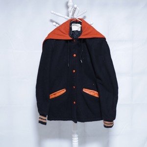 DeLONG Sailor Collar Varsity Jacket Black×Orange