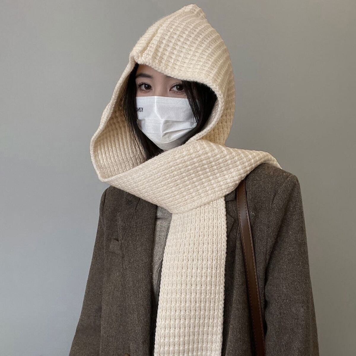 フード付き ニット マフラー バラクラバ レディース 秋冬 韓国 防寒 防風 保温 おしゃれ 大人 かわいい きれいめ ショール 小顔 暖かい 大人可愛い 大人女子