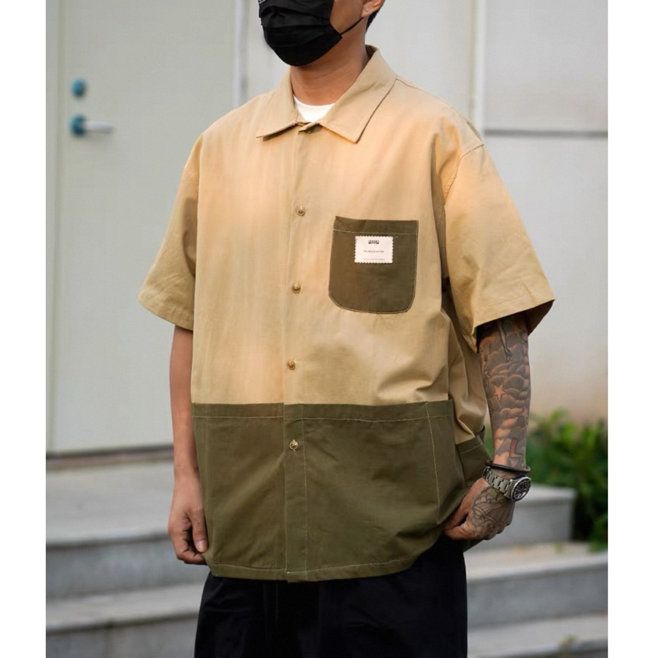 Two tone pocket work shirt 1459 - 7