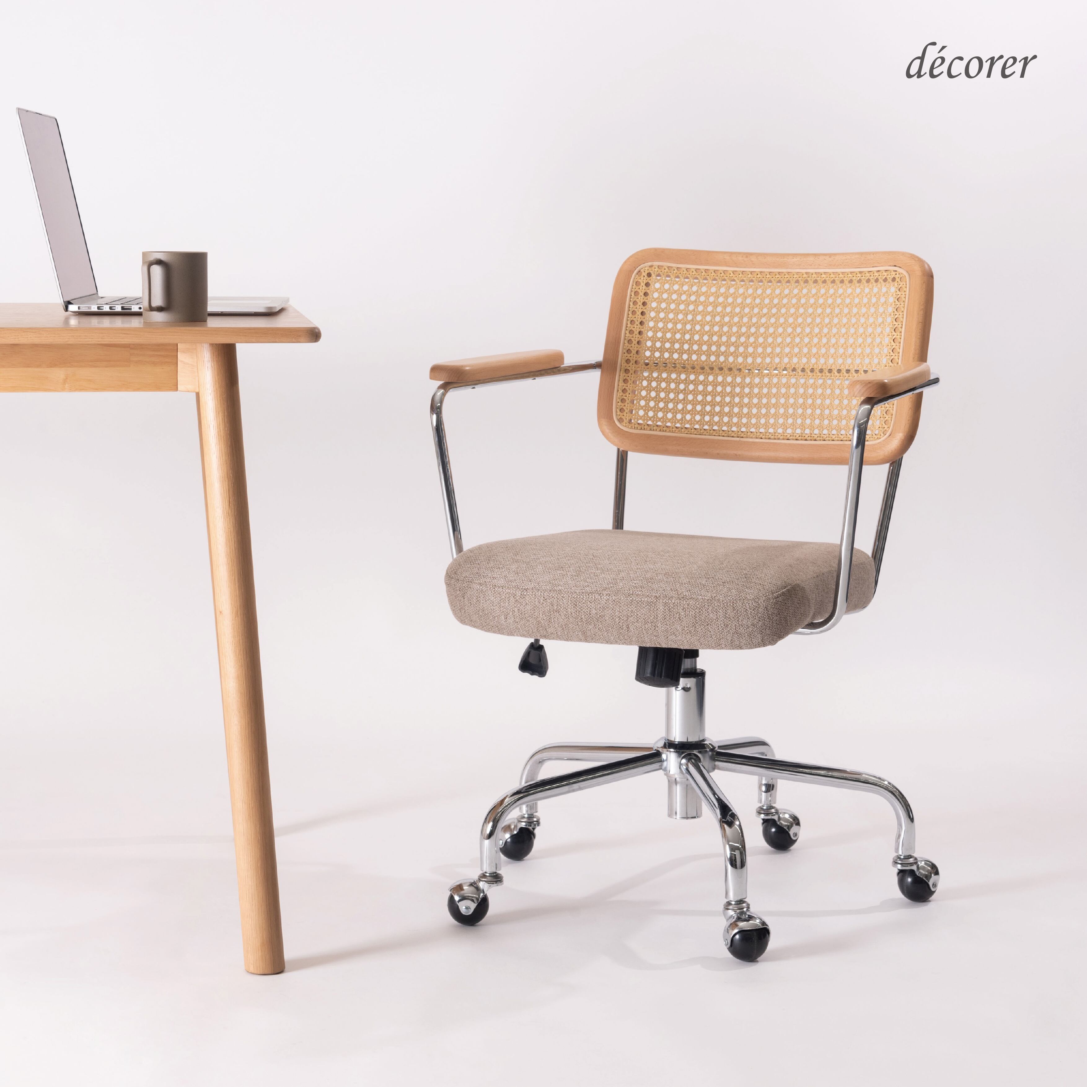 おしゃれ 北欧テイスト キャスター付き チェア いす ナチュラル×ベージュ