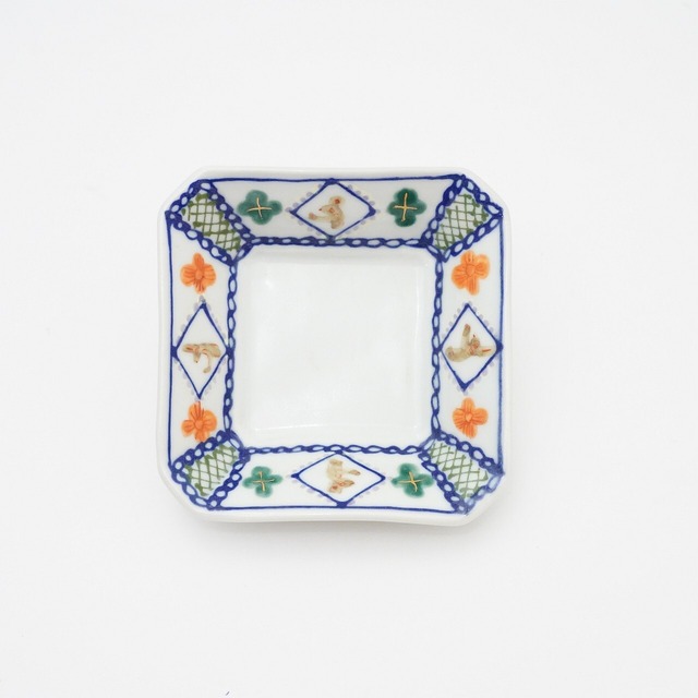 【小林 恭子】兎とリス四角皿　1-C