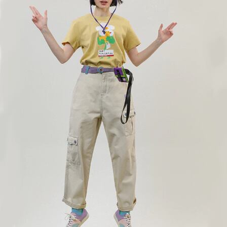 ファートフラワーマンハイウエストカーゴパンツ Meimao