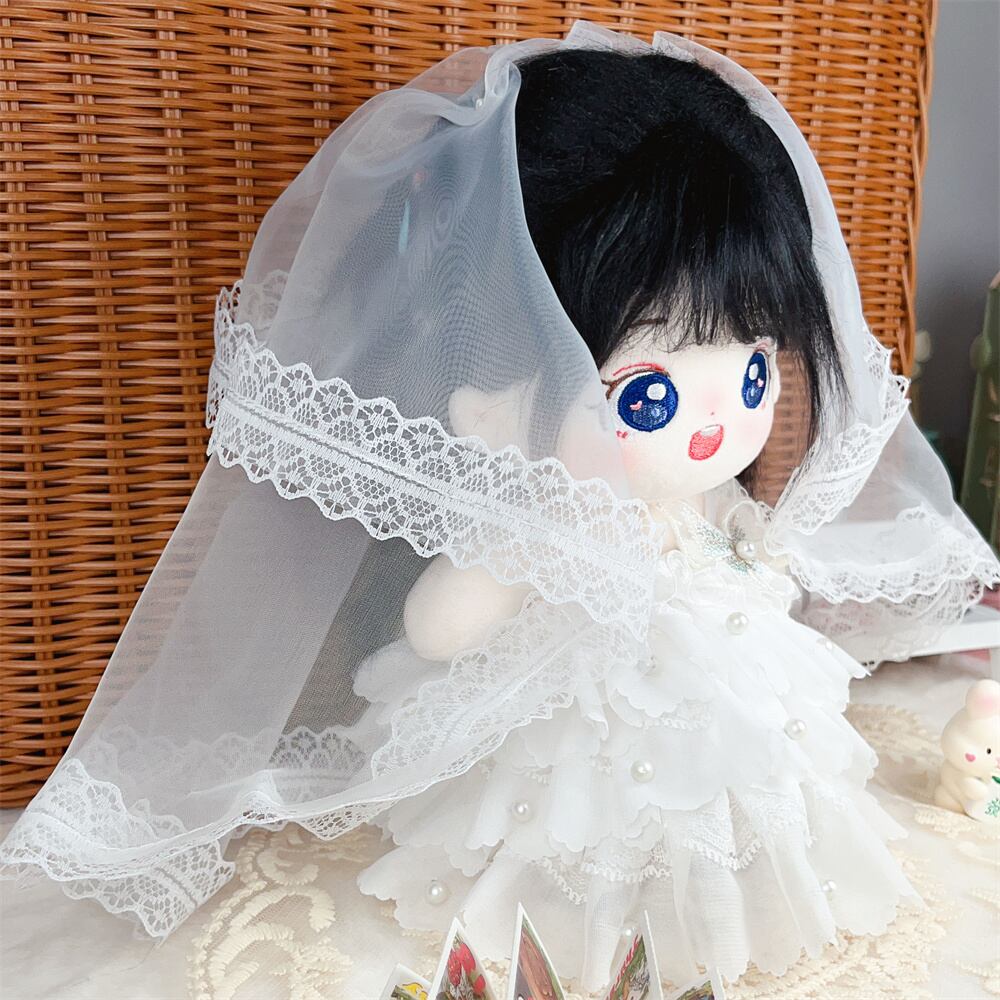20cm ぬいぐるみ用 ホワイト 花嫁 ドレス＋ヴェール＋ブローチ 3点