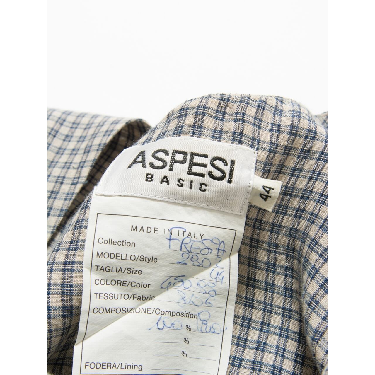 【ASPESI BASIC】Made in Italy 100% linen check long dress（アスペジ イタリア製 チェック柄リネンロングワンピース）2c