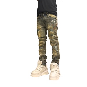 hard damage sand color denim【ES034】